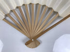 Japanese Paper Folding Fan Sensu Vtg Kanji Flowers Long Life Bamboo Frame 4D995