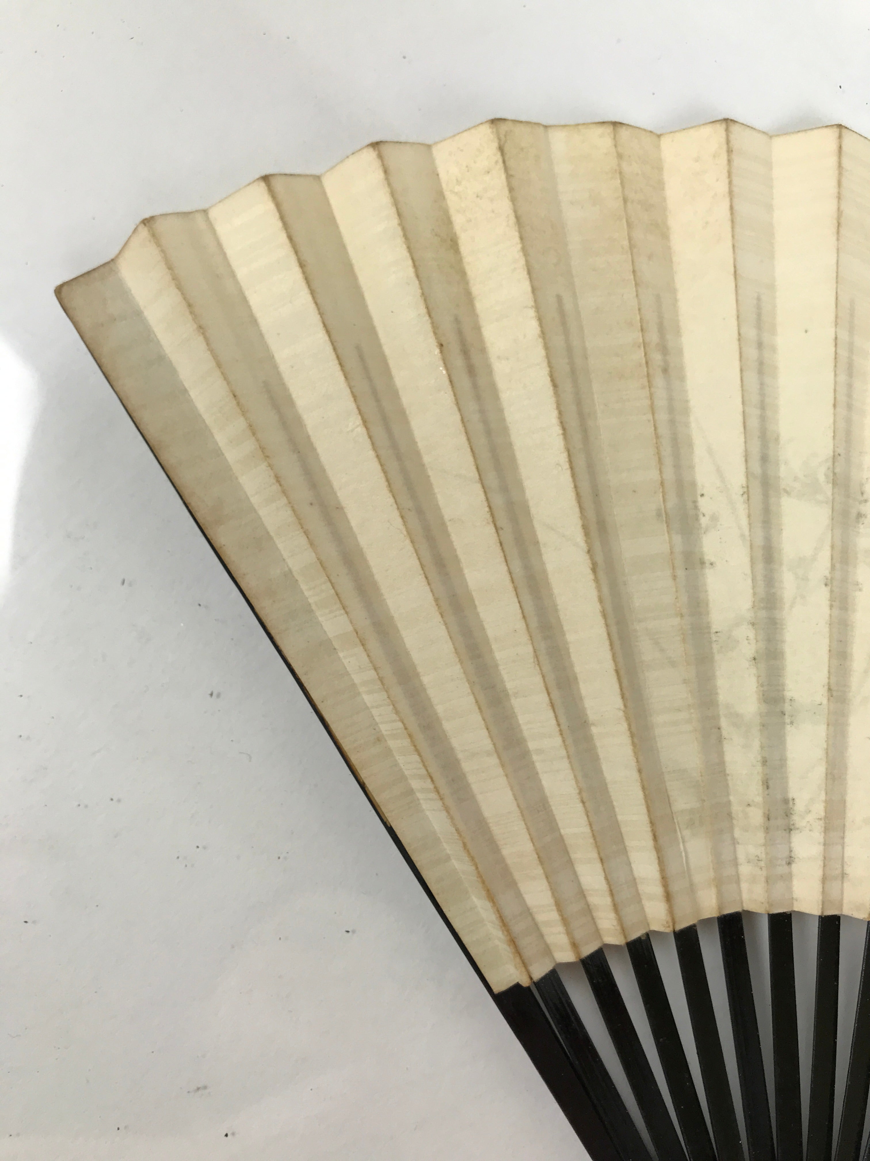 Japanese Paper Folding Fan Sensu Vtg Lacquer Bamboo Spider Lily Higanbana 4D905