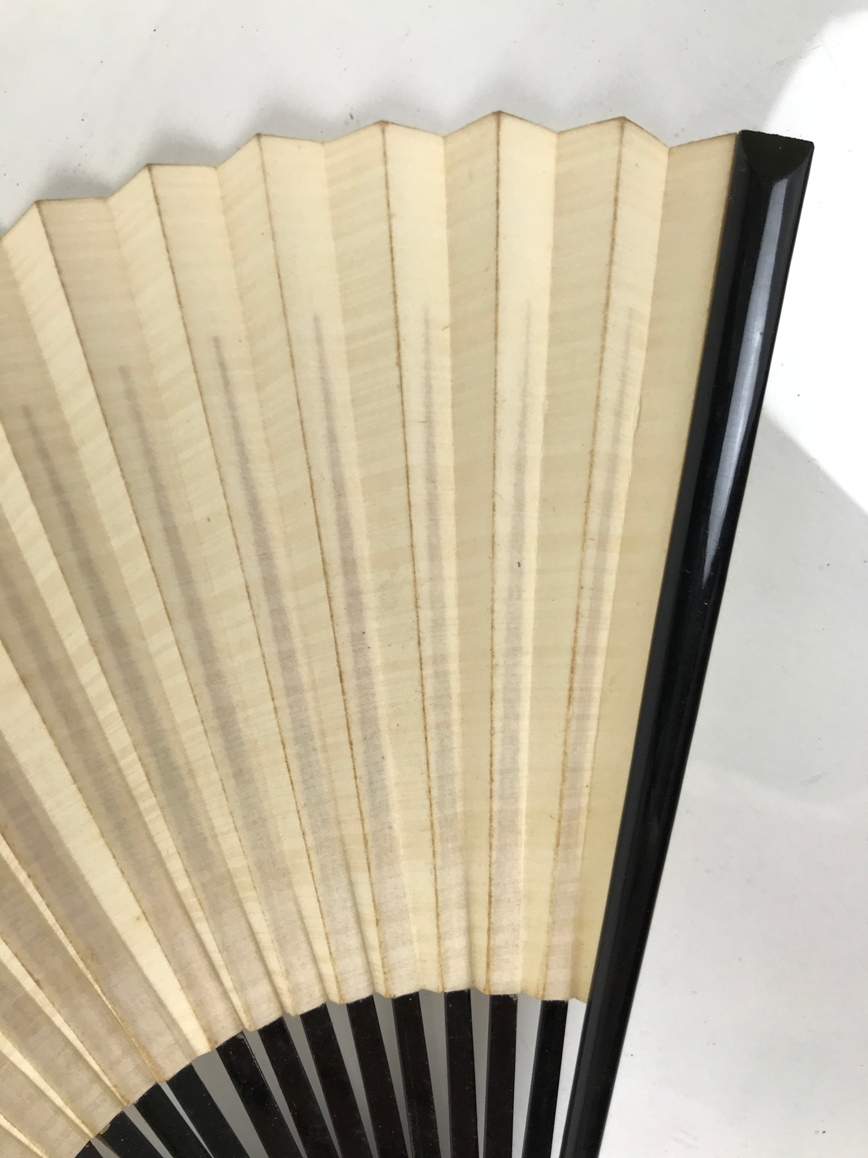 Japanese Paper Folding Fan Sensu Vtg Lacquer Bamboo Spider Lily Higanbana 4D905