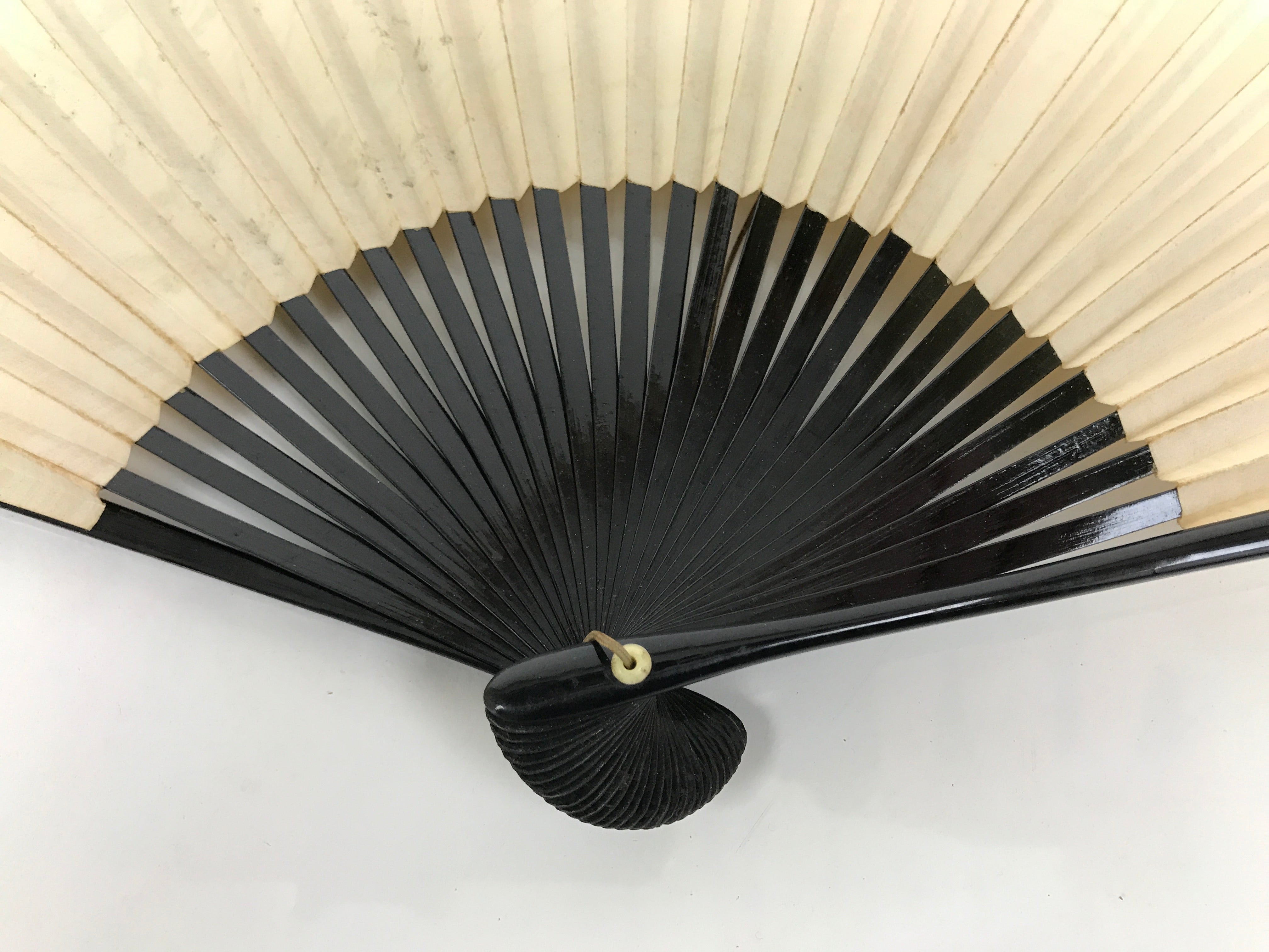 Japanese Paper Folding Fan Sensu Vtg Lacquer Bamboo Spider Lily Higanbana 4D905