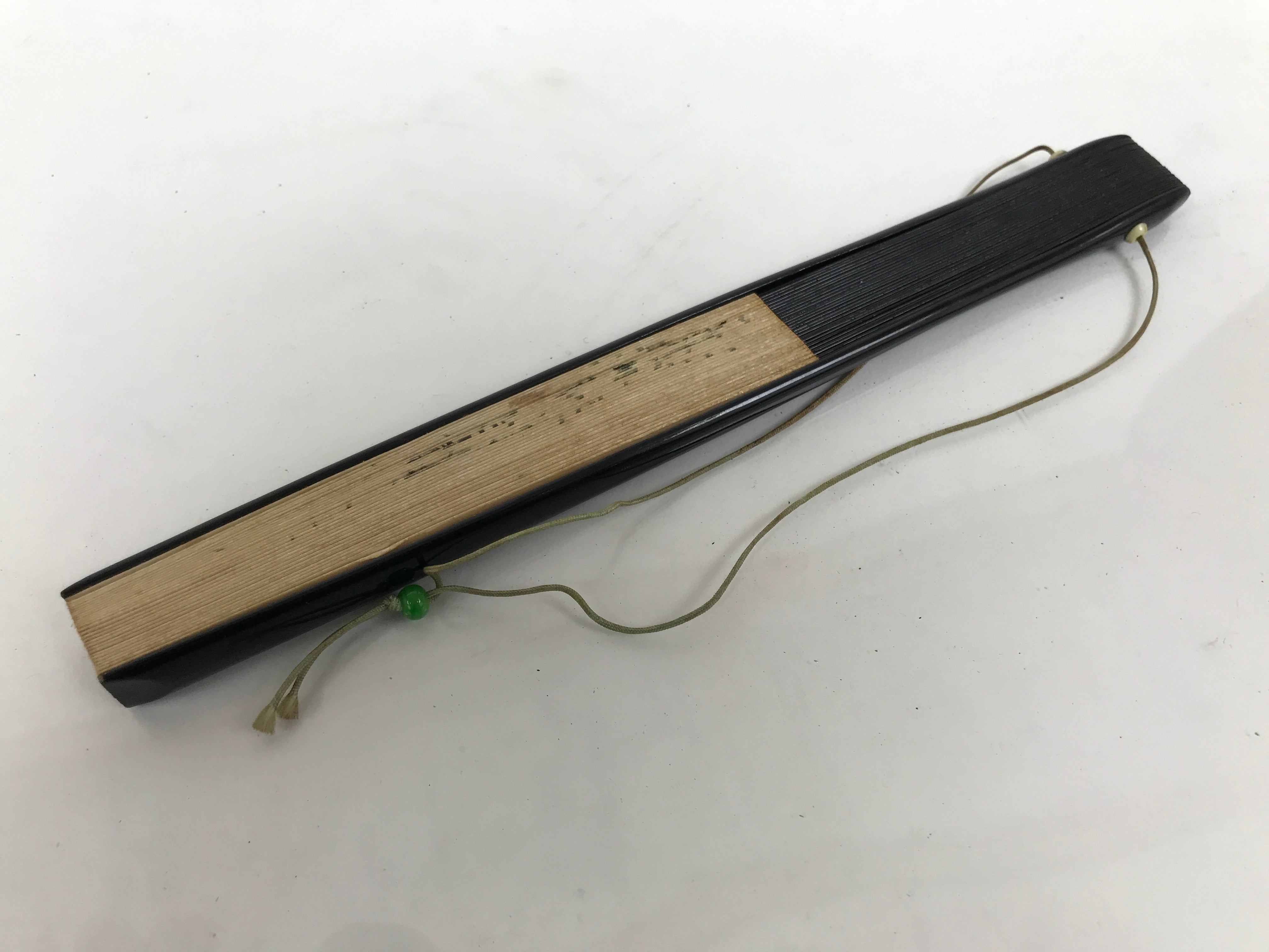 Japanese Paper Folding Fan Sensu Vtg Lacquer Bamboo Spider Lily Higanbana 4D905