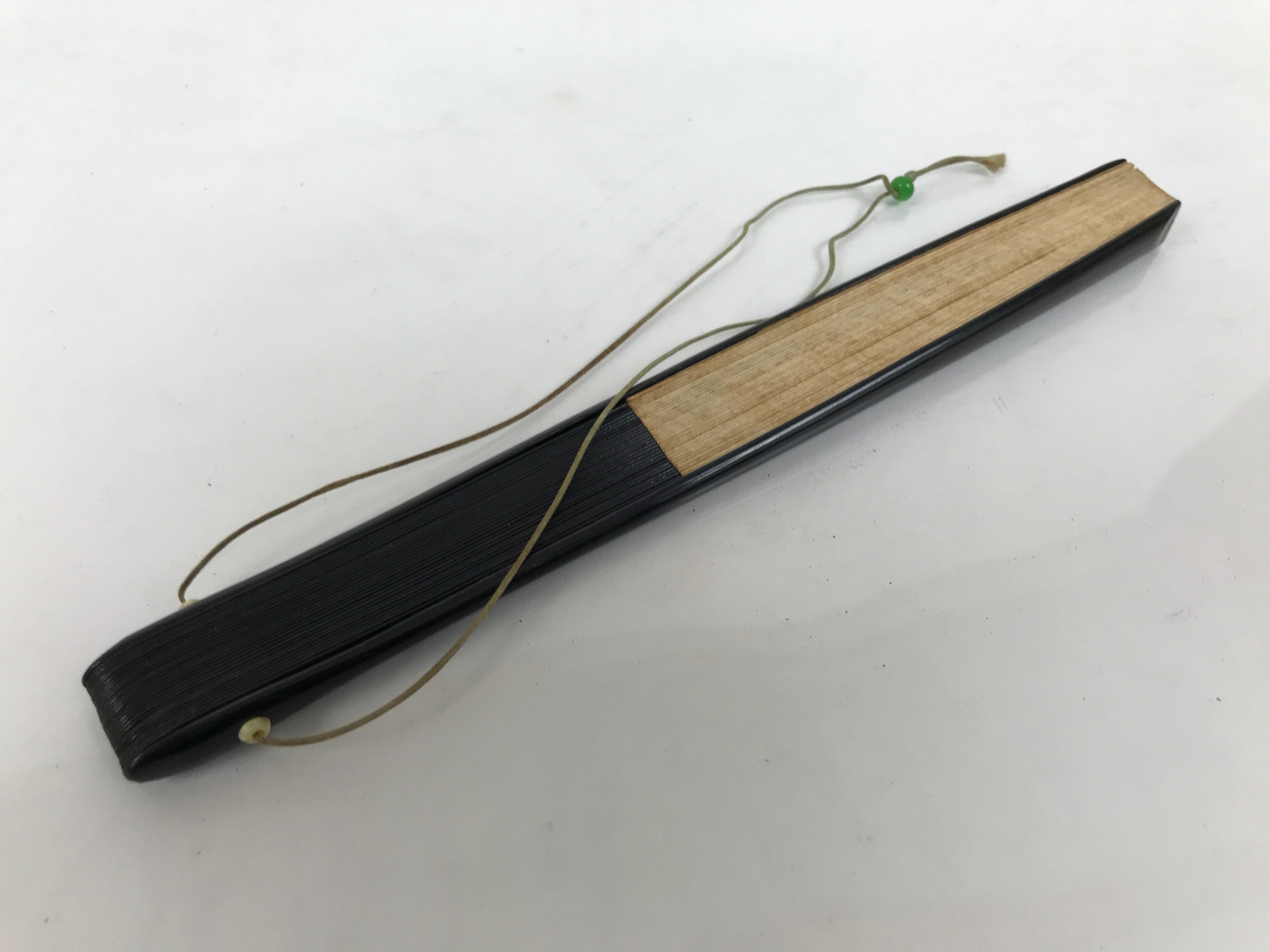 Japanese Paper Folding Fan Sensu Vtg Lacquer Bamboo Spider Lily Higanbana 4D905