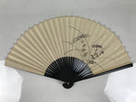 Japanese Paper Folding Fan Sensu Vtg Lacquer Bamboo Spider Lily Higanbana 4D905