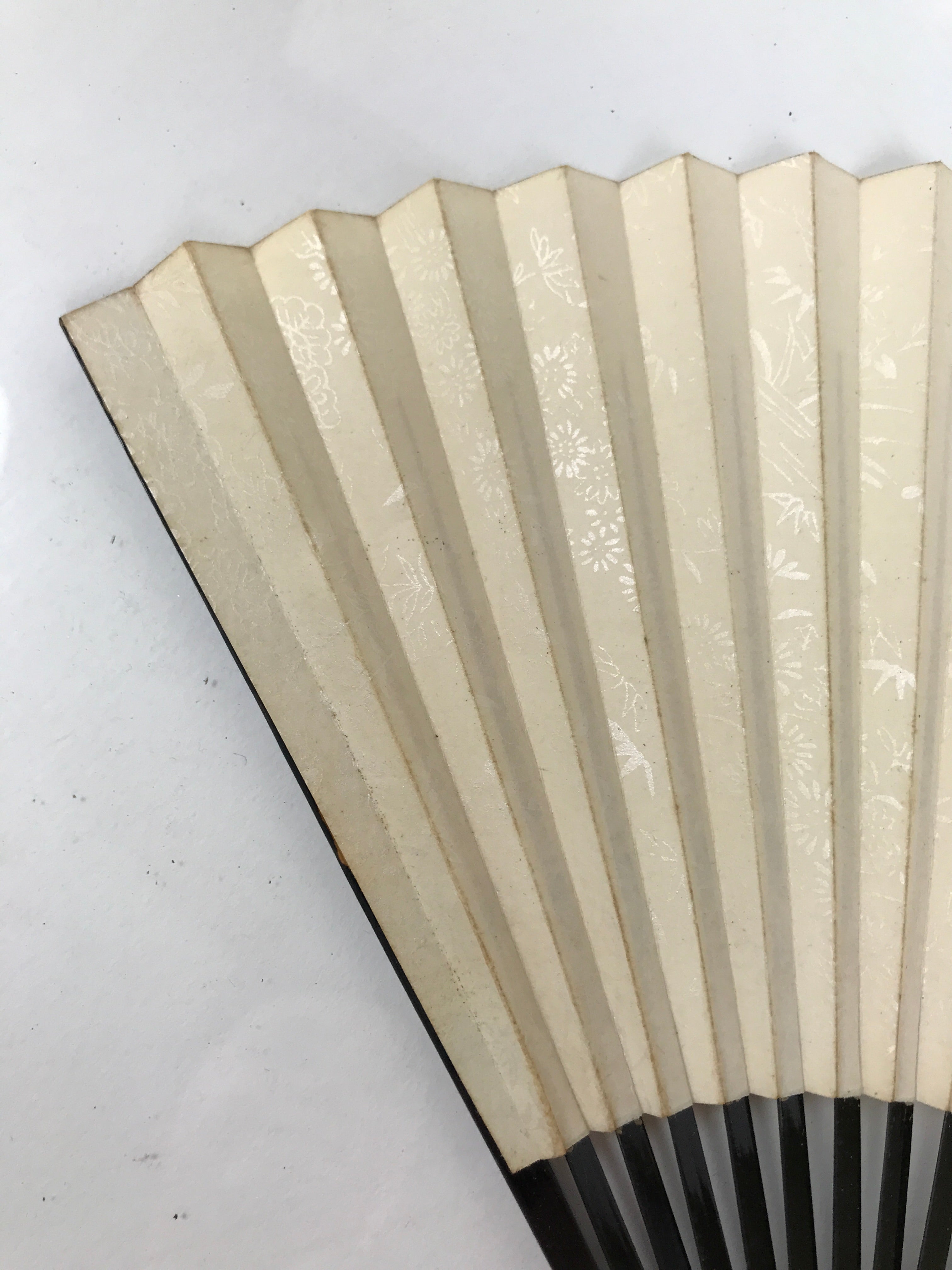 Japanese Paper Folding Fan Sensu Vtg Lacquer Bamboo Spider Lily Higanbana 4D905