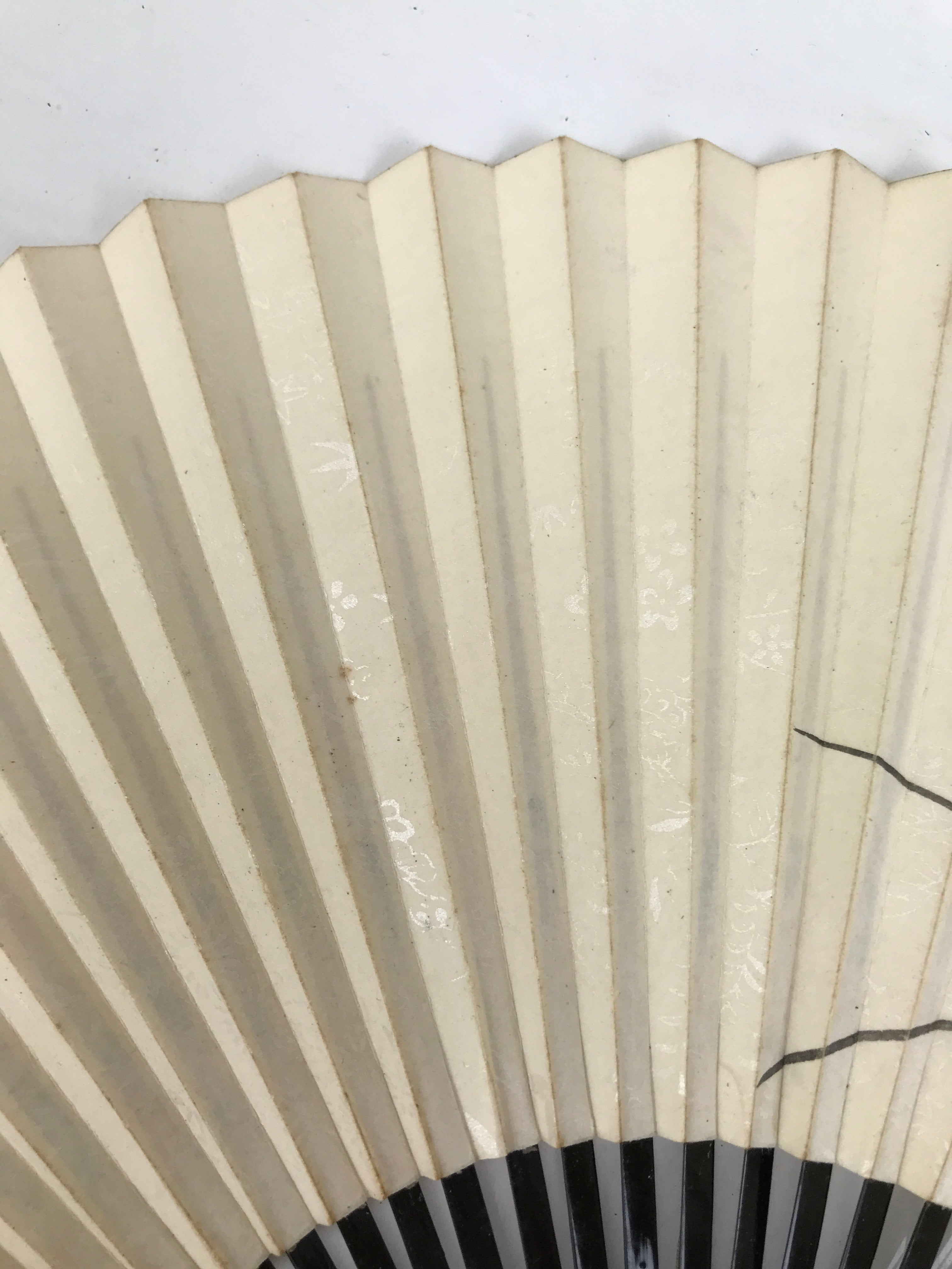 Japanese Paper Folding Fan Sensu Vtg Lacquer Bamboo Spider Lily Higanbana 4D905