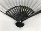 Japanese Paper Folding Fan Sensu Vtg Lacquered Bamboo Gold Silver Formal 4D894