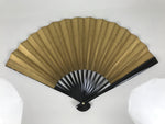 Japanese Paper Folding Fan Sensu Vtg Lacquered Bamboo Gold Silver Formal 4D894