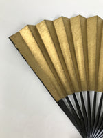 Japanese Paper Folding Fan Sensu Vtg Lacquered Bamboo Gold Silver Formal 4D894