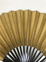 Japanese Paper Folding Fan Sensu Vtg Lacquered Bamboo Gold Silver Formal 4D894