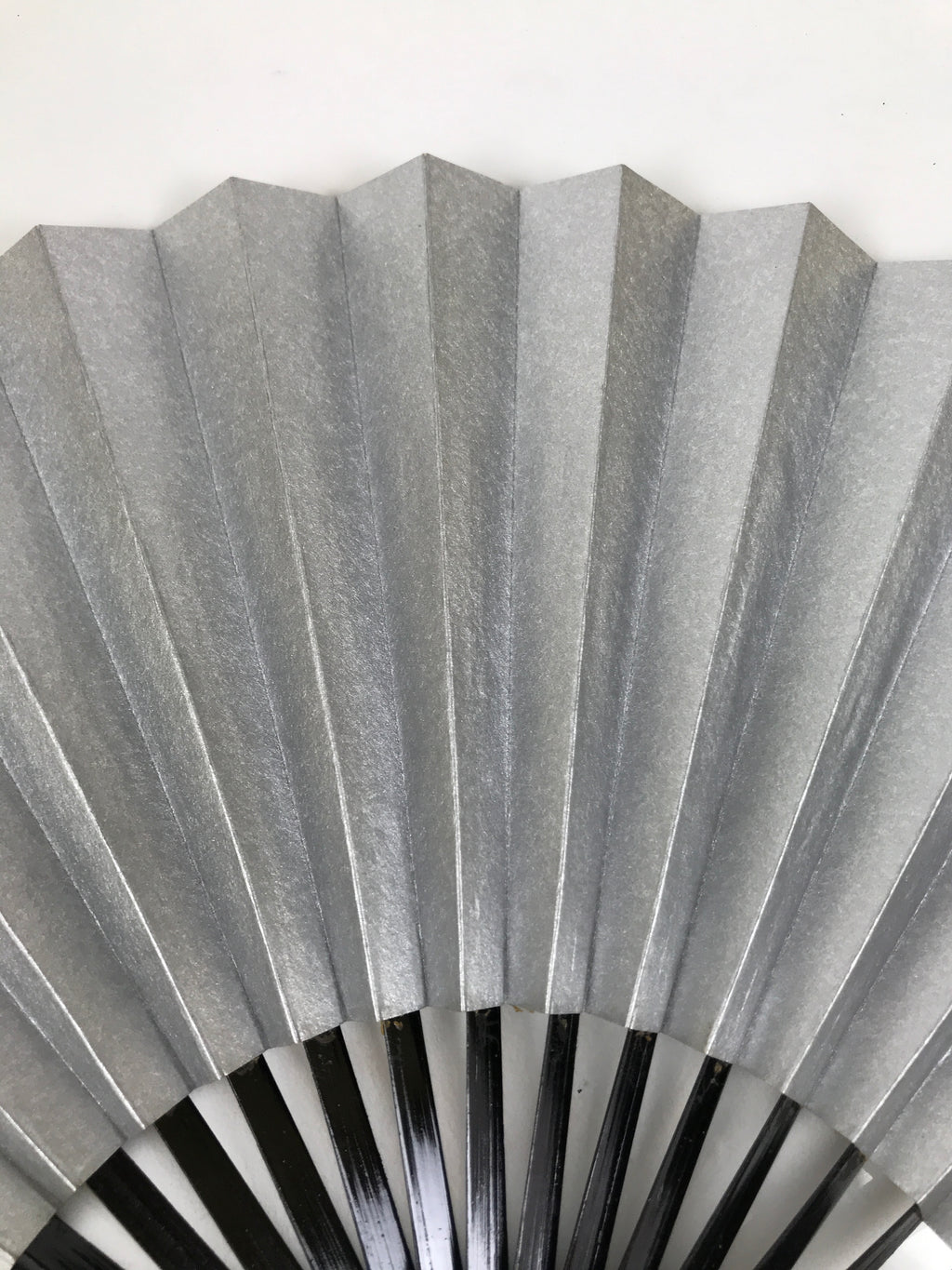 Japanese Paper Folding Fan Sensu Vtg Lacquered Bamboo Gold Silver Formal 4D894
