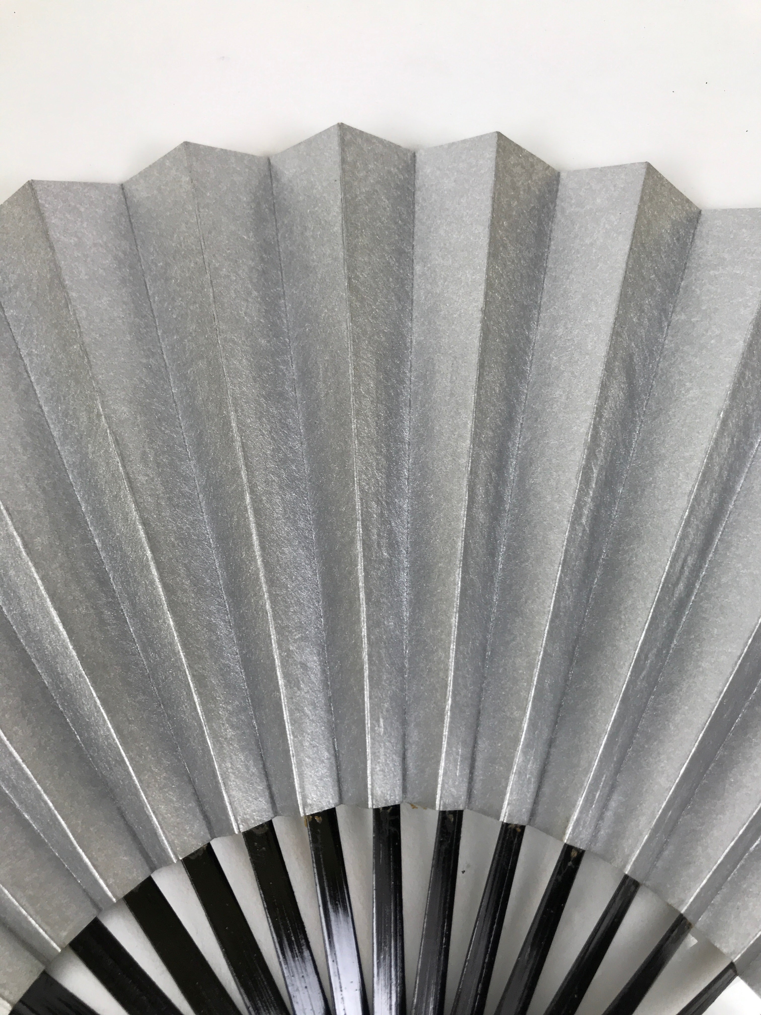 Japanese Paper Folding Fan Sensu Vtg Lacquered Bamboo Gold Silver Formal 4D894