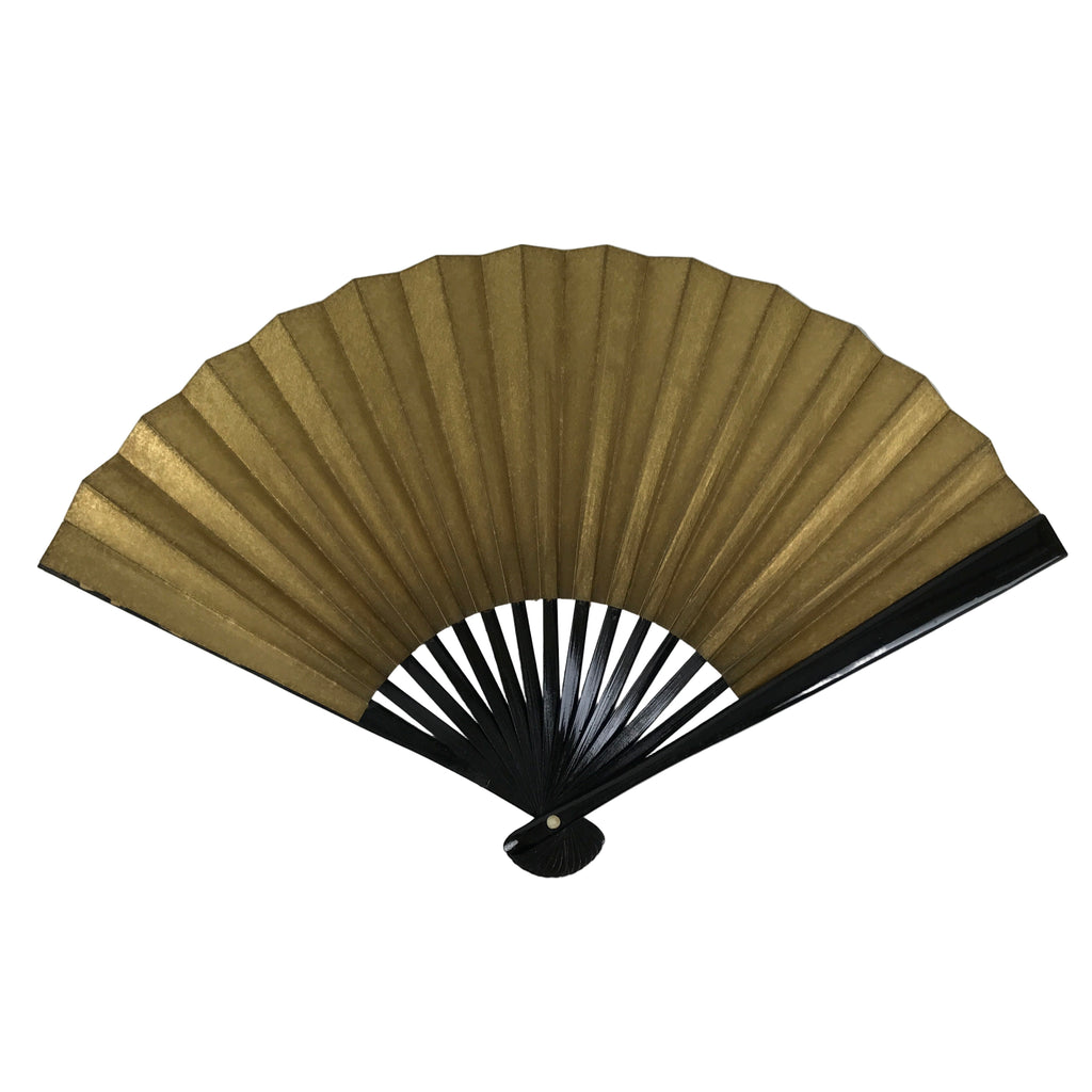 Japanese Paper Folding Fan Sensu Vtg Lacquered Bamboo Gold Silver Formal 4D894