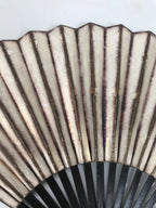 Japanese Paper Folding Fan Sensu Vtg Lacquered Bamboo Gold Silver Formal 4D907