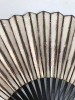 Japanese Paper Folding Fan Sensu Vtg Lacquered Bamboo Gold Silver Formal 4D907