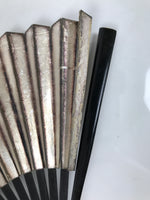 Japanese Paper Folding Fan Sensu Vtg Lacquered Bamboo Gold Silver Formal 4D907