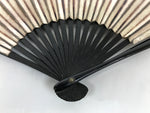 Japanese Paper Folding Fan Sensu Vtg Lacquered Bamboo Gold Silver Formal 4D907