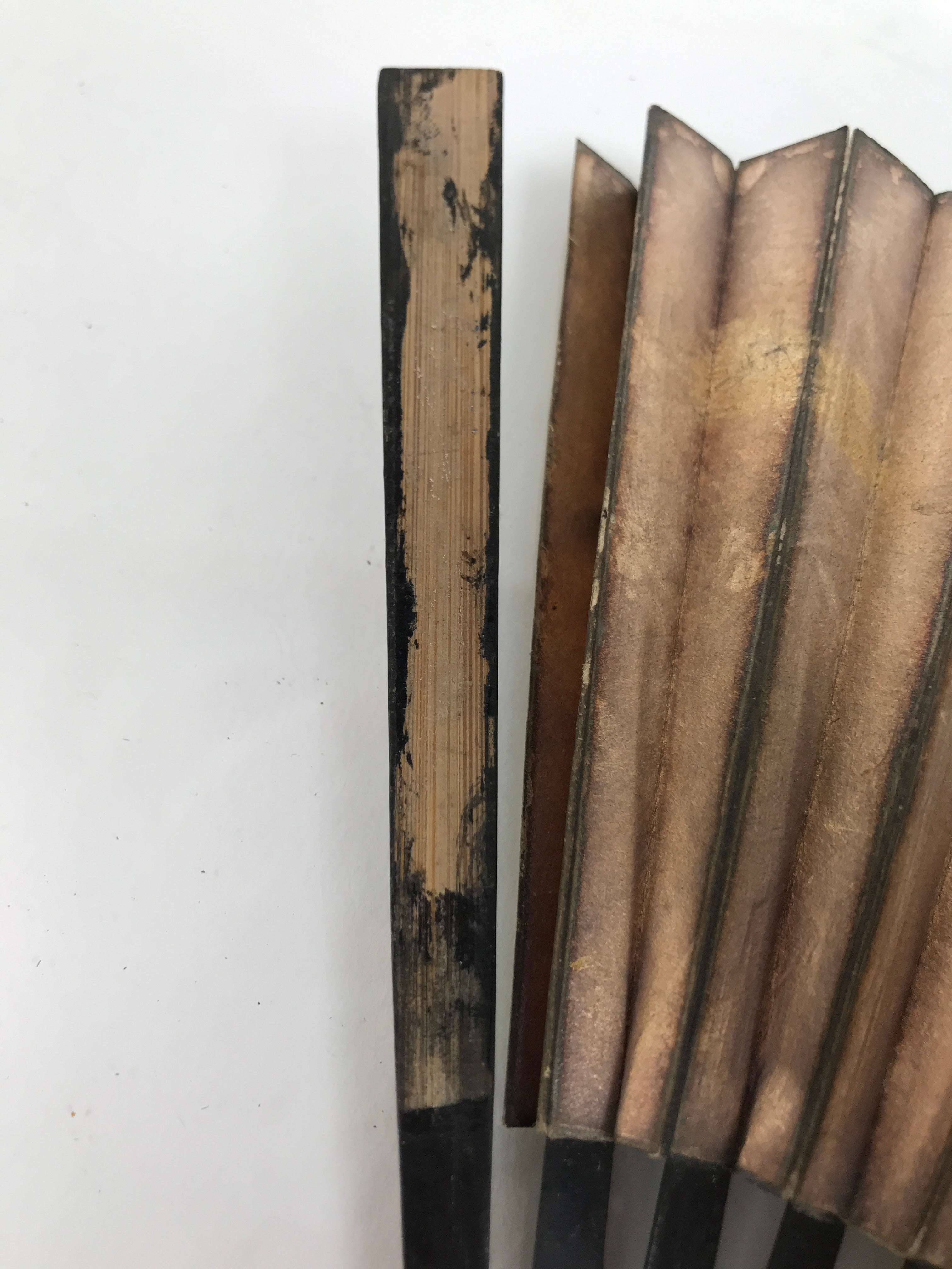 Japanese Paper Folding Fan Sensu Vtg Lacquered Bamboo Gold Silver Formal 4D907