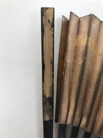 Japanese Paper Folding Fan Sensu Vtg Lacquered Bamboo Gold Silver Formal 4D907