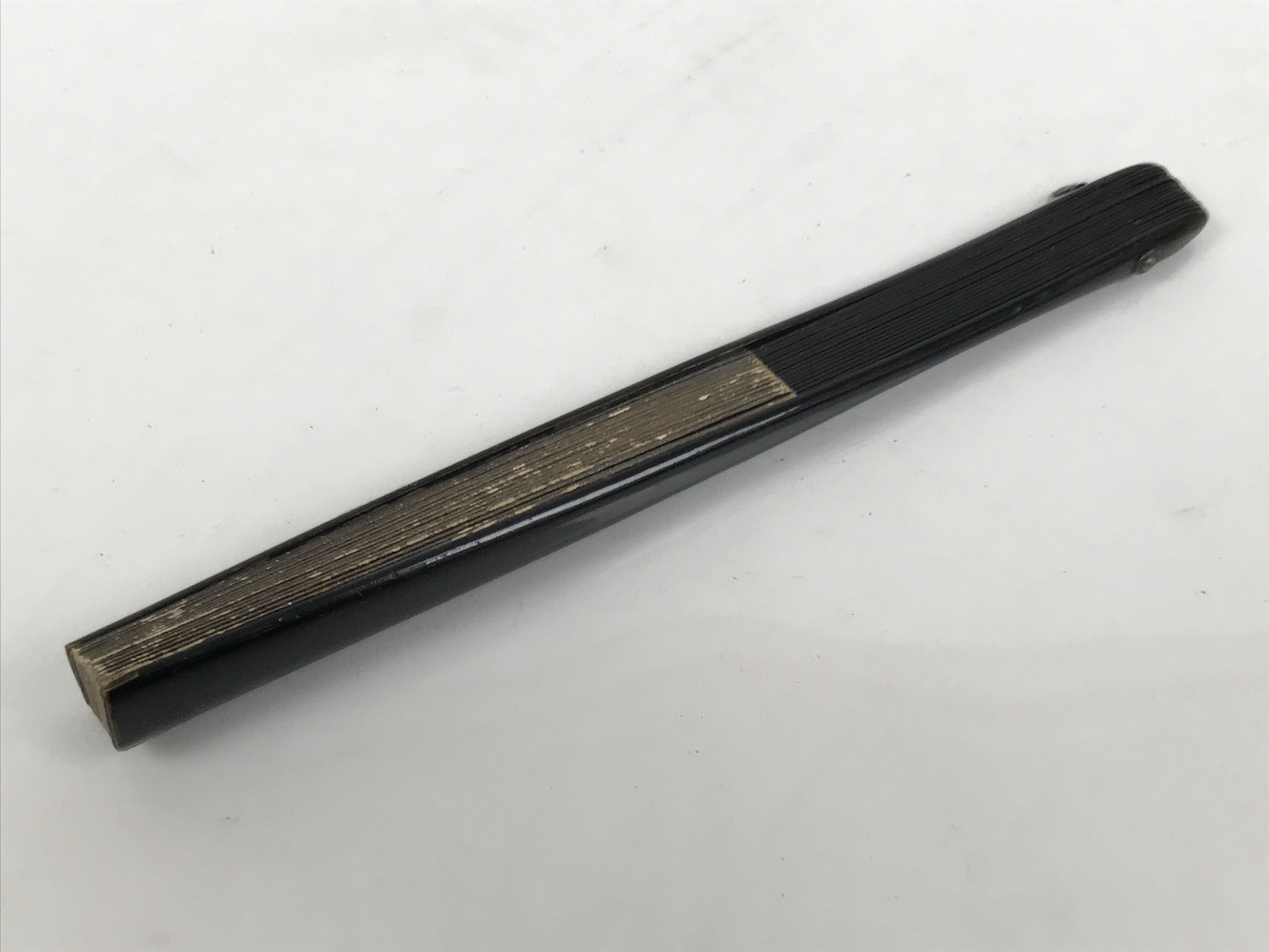 Japanese Paper Folding Fan Sensu Vtg Lacquered Bamboo Gold Silver Formal 4D907