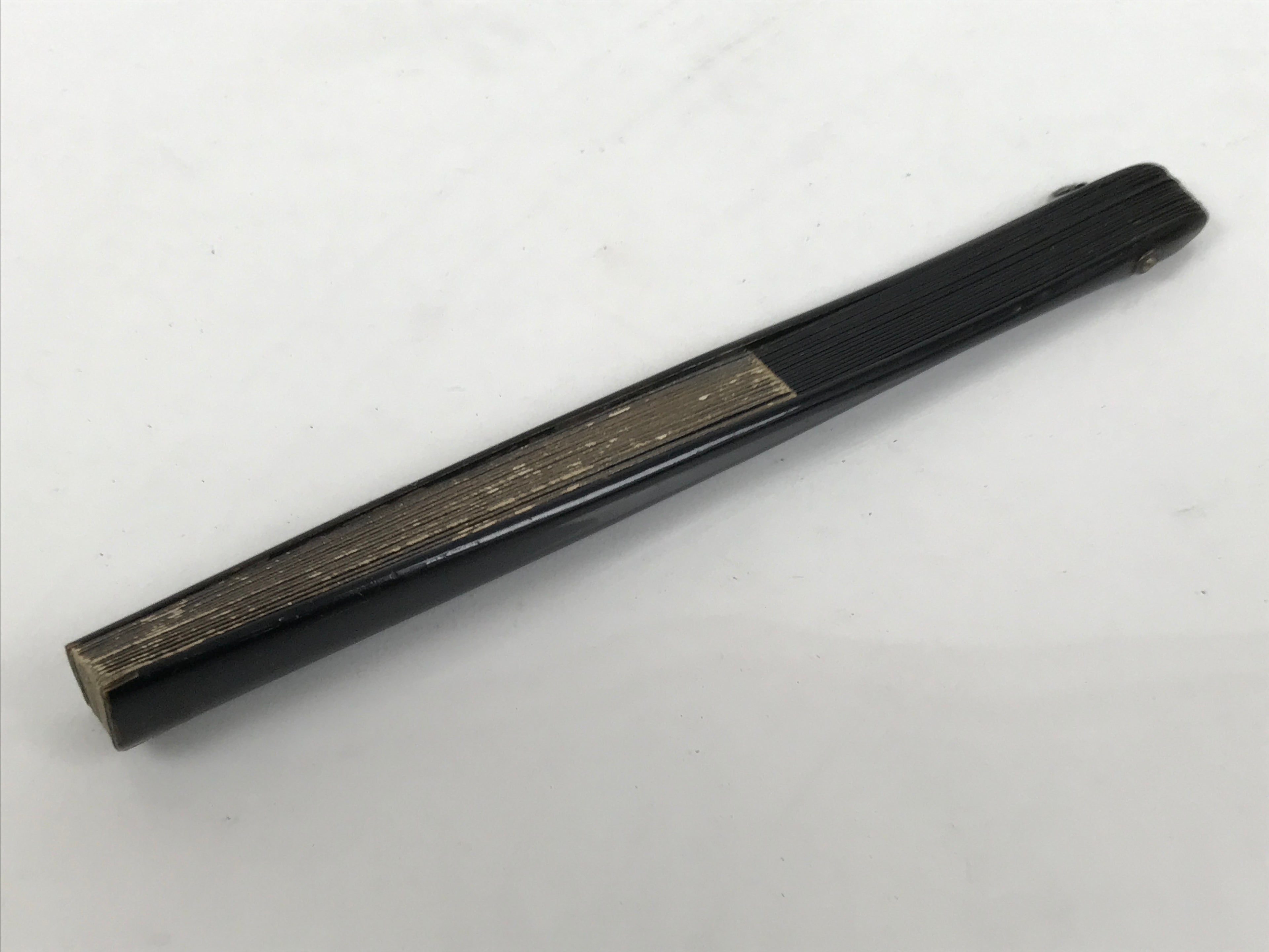 Japanese Paper Folding Fan Sensu Vtg Lacquered Bamboo Gold Silver Formal 4D907