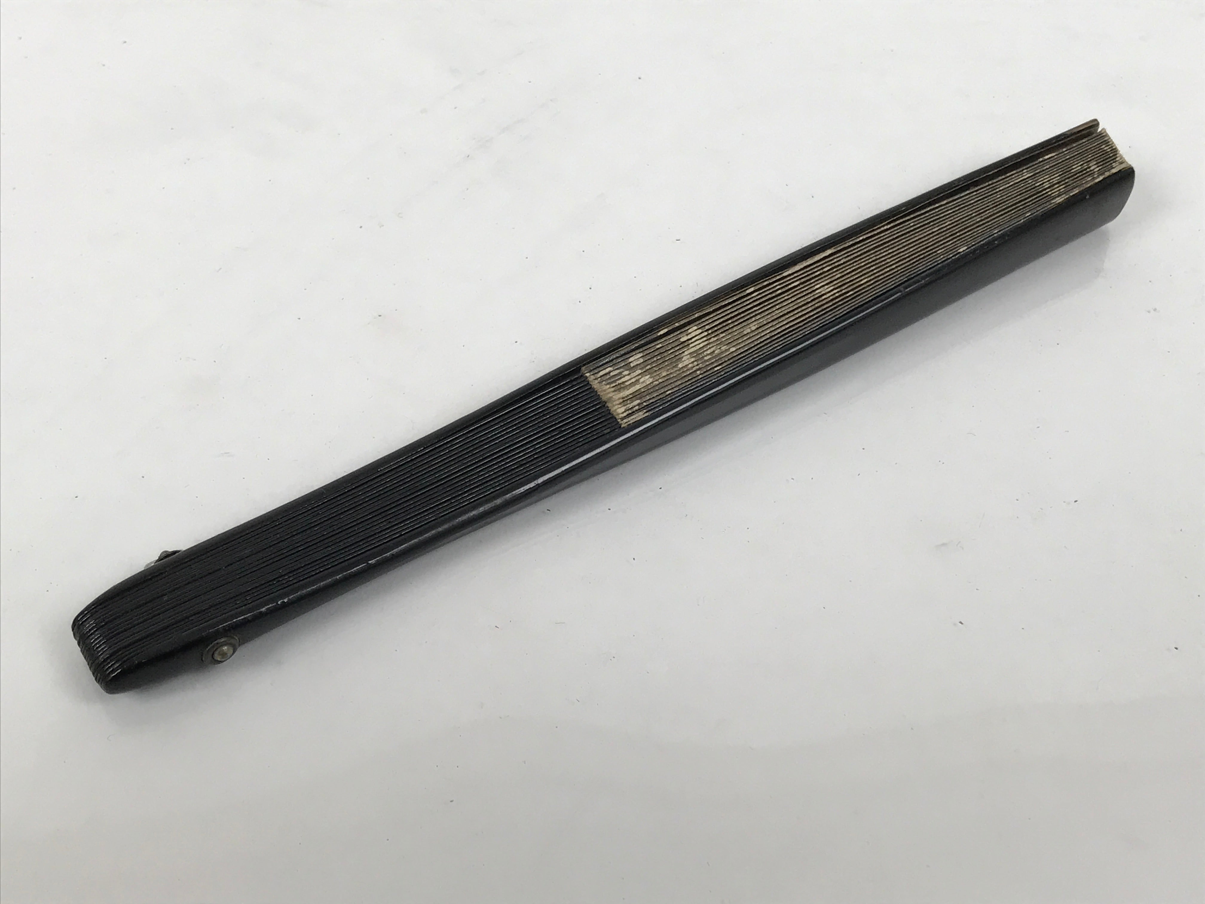 Japanese Paper Folding Fan Sensu Vtg Lacquered Bamboo Gold Silver Formal 4D907