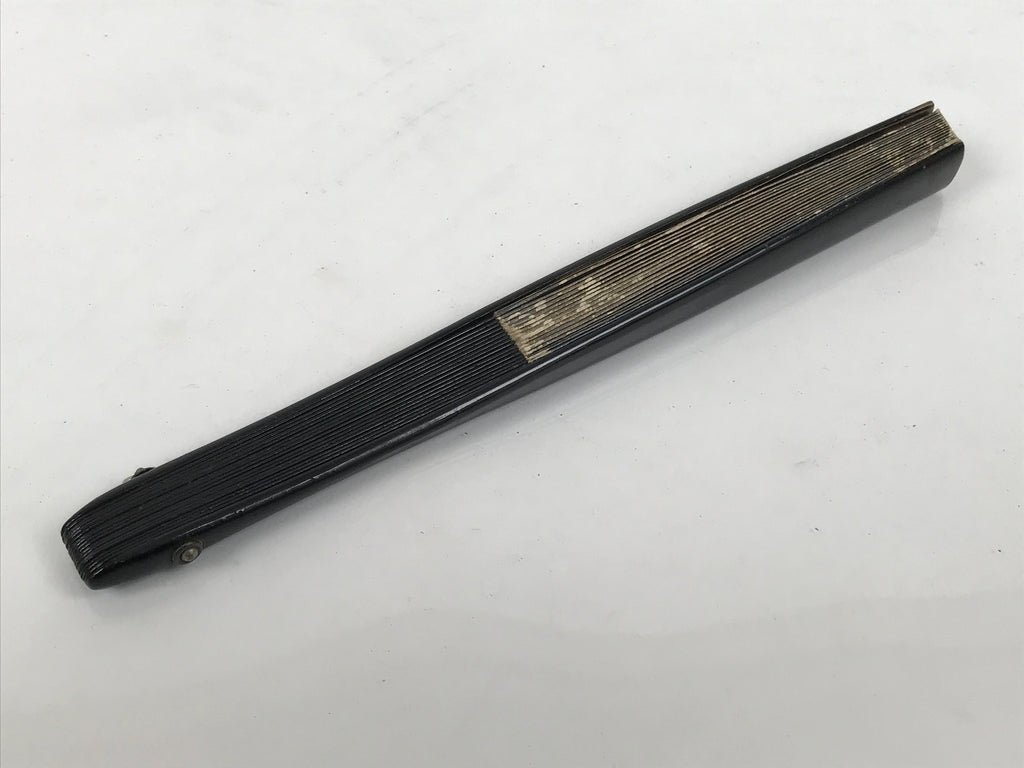 Japanese Paper Folding Fan Sensu Vtg Lacquered Bamboo Gold Silver Formal 4D907