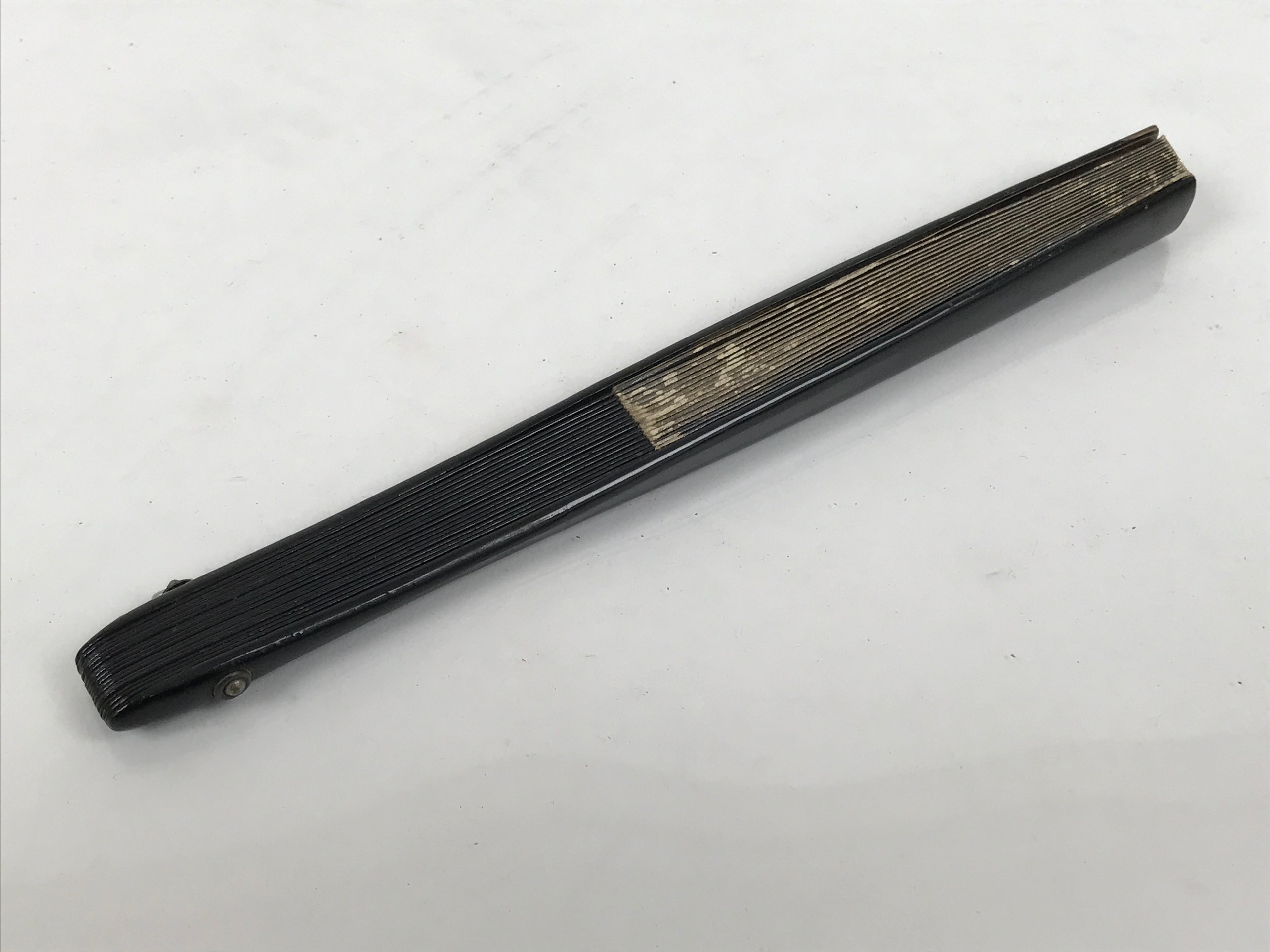 Japanese Paper Folding Fan Sensu Vtg Lacquered Bamboo Gold Silver Formal 4D907