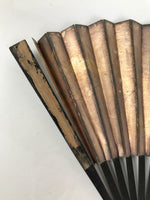 Japanese Paper Folding Fan Sensu Vtg Lacquered Bamboo Gold Silver Formal 4D907