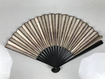 Japanese Paper Folding Fan Sensu Vtg Lacquered Bamboo Gold Silver Formal 4D907
