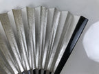 Japanese Paper Folding Fan Sensu Vtg Lacquered Bamboo Gold Silver Formal 4D957