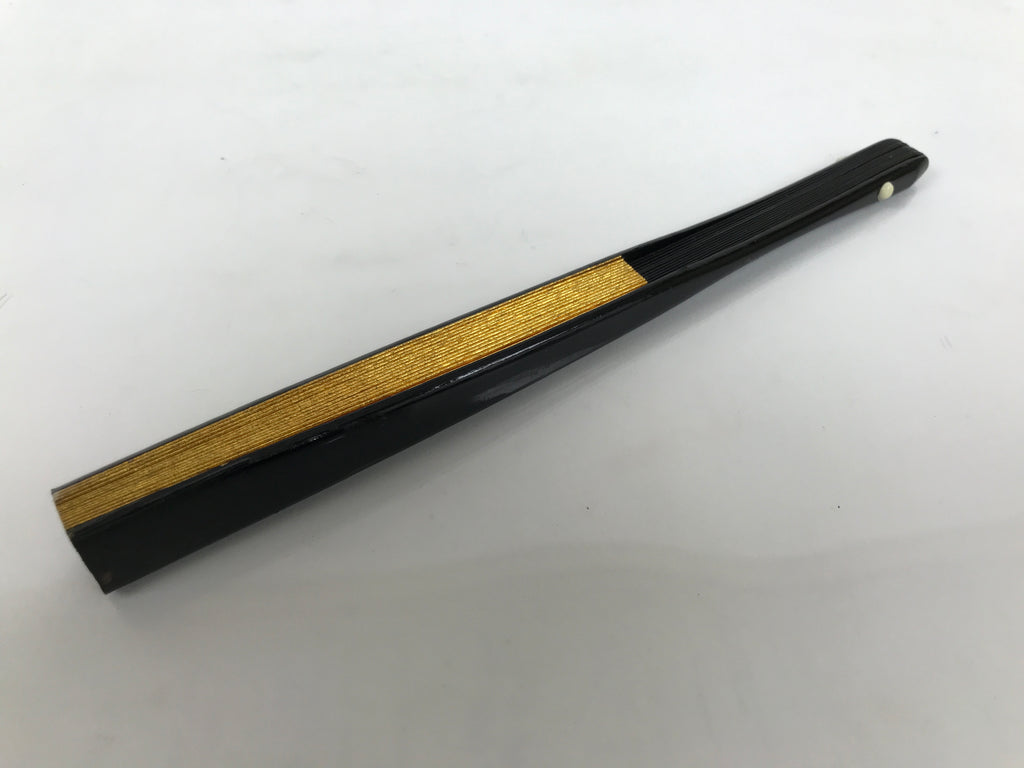 Japanese Paper Folding Fan Sensu Vtg Lacquered Bamboo Gold Silver Formal 4D957