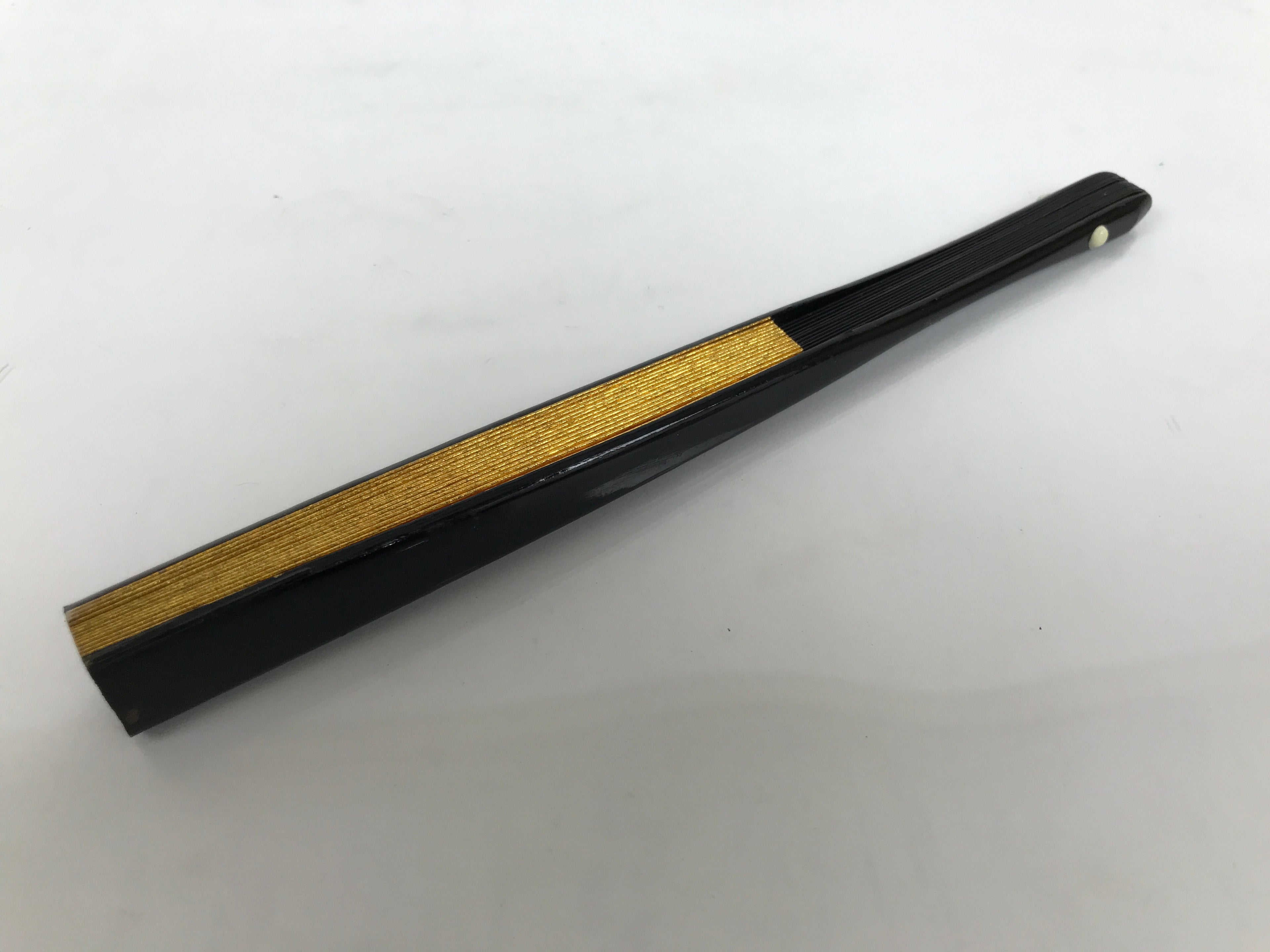 Japanese Paper Folding Fan Sensu Vtg Lacquered Bamboo Gold Silver Formal 4D957