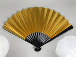 Japanese Paper Folding Fan Sensu Vtg Lacquered Bamboo Gold Silver Formal 4D957
