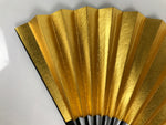 Japanese Paper Folding Fan Sensu Vtg Lacquered Bamboo Gold Silver Formal 4D957