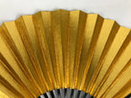 Japanese Paper Folding Fan Sensu Vtg Lacquered Bamboo Gold Silver Formal 4D957