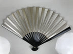 Japanese Paper Folding Fan Sensu Vtg Lacquered Bamboo Gold Silver Formal 4D957