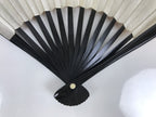 Japanese Paper Folding Fan Sensu Vtg Lacquered Bamboo Gold Silver Formal 4D958