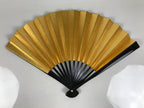 Japanese Paper Folding Fan Sensu Vtg Lacquered Bamboo Gold Silver Formal 4D958