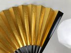 Japanese Paper Folding Fan Sensu Vtg Lacquered Bamboo Gold Silver Formal 4D958