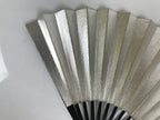 Japanese Paper Folding Fan Sensu Vtg Lacquered Bamboo Gold Silver Formal 4D958