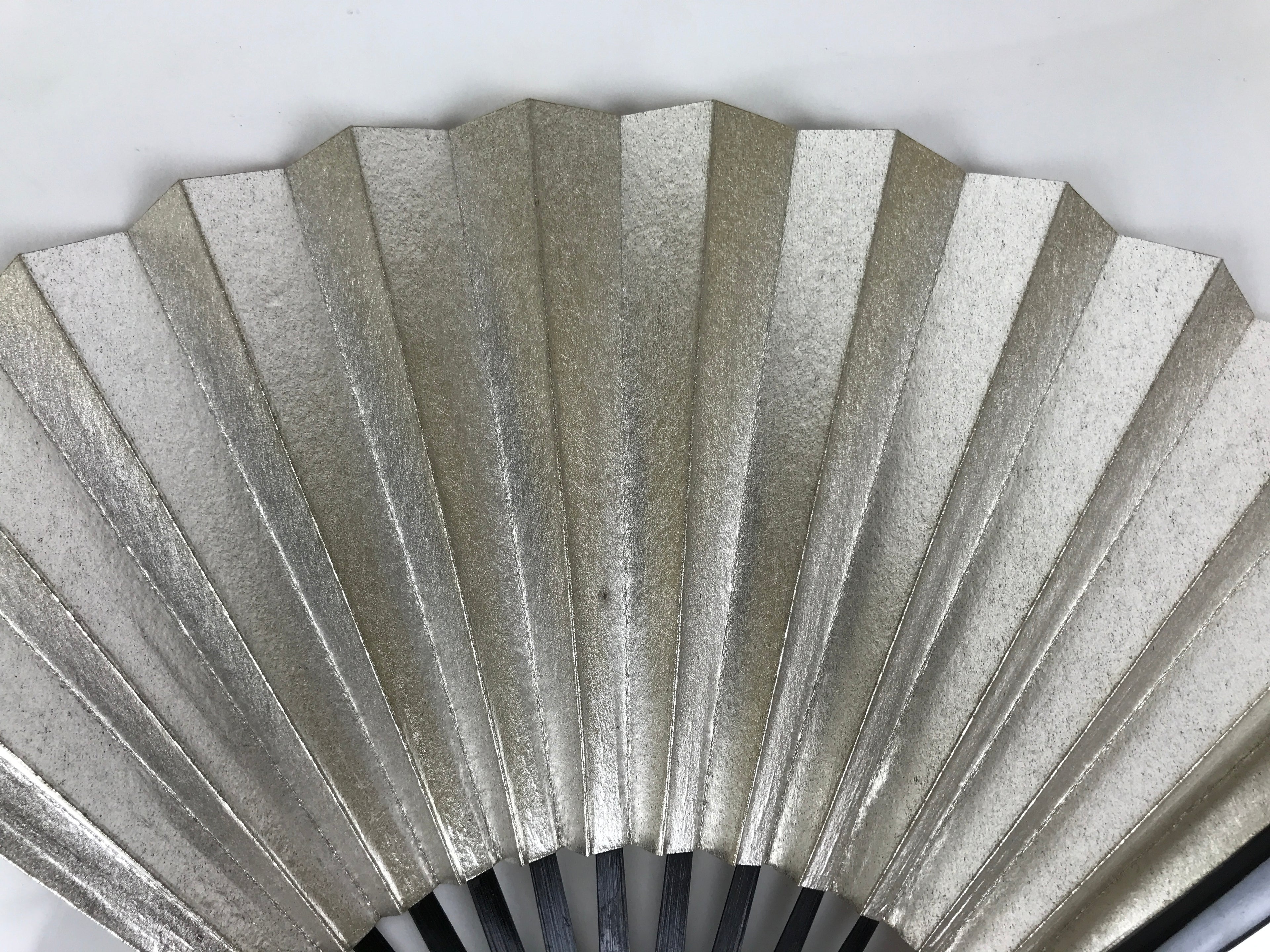 Japanese Paper Folding Fan Sensu Vtg Lacquered Bamboo Gold Silver Formal 4D958