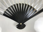 Japanese Paper Folding Fan Sensu Vtg Lacquered Bamboo Gold Silver Formal 4D959