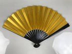 Japanese Paper Folding Fan Sensu Vtg Lacquered Bamboo Gold Silver Formal 4D959