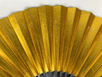 Japanese Paper Folding Fan Sensu Vtg Lacquered Bamboo Gold Silver Formal 4D959