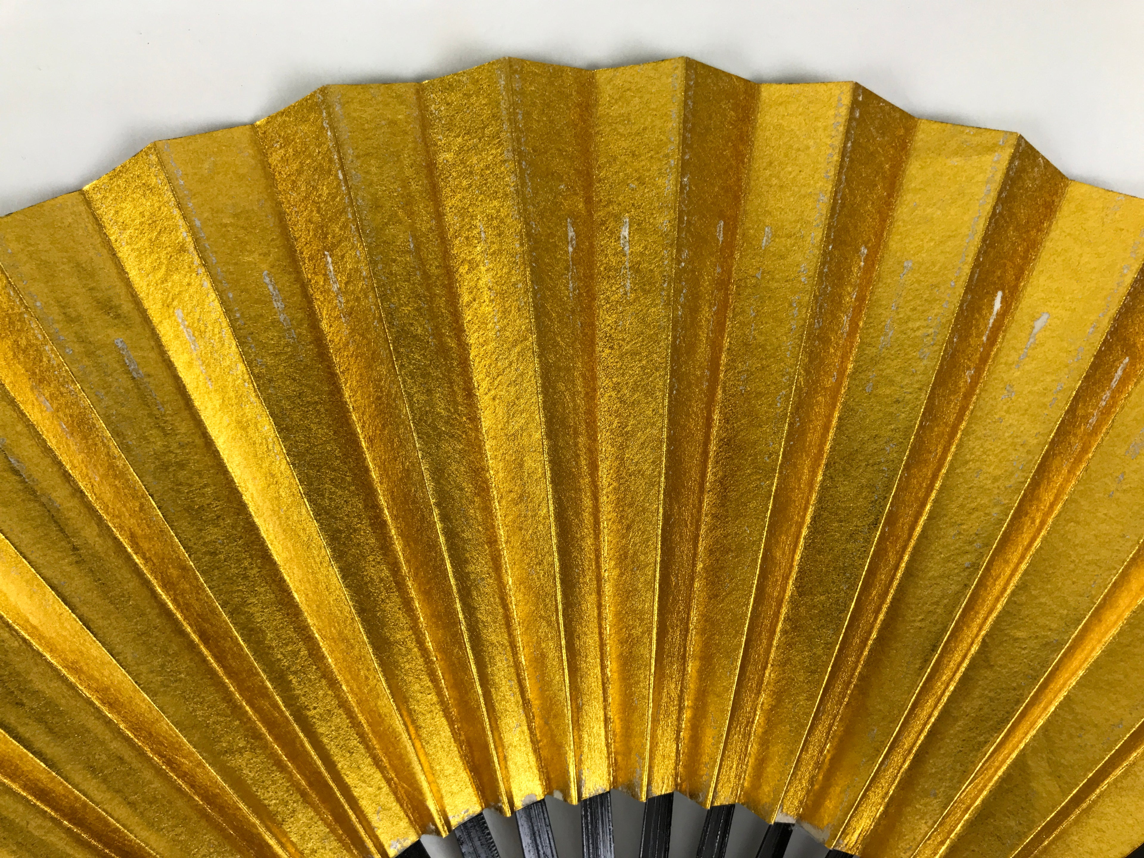 Japanese Paper Folding Fan Sensu Vtg Lacquered Bamboo Gold Silver Formal 4D959