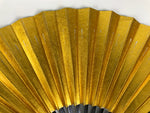 Japanese Paper Folding Fan Sensu Vtg Lacquered Bamboo Gold Silver Formal 4D959