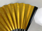 Japanese Paper Folding Fan Sensu Vtg Lacquered Bamboo Gold Silver Formal 4D959