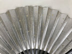 Japanese Paper Folding Fan Sensu Vtg Lacquered Bamboo Gold Silver Formal 4D959