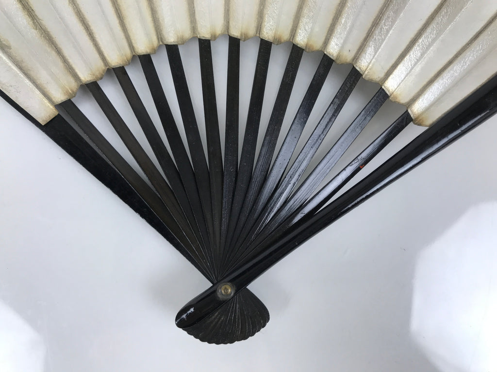 Japanese Paper Folding Fan Sensu Vtg Lacquered Bamboo Gold Silver Formal 4D960