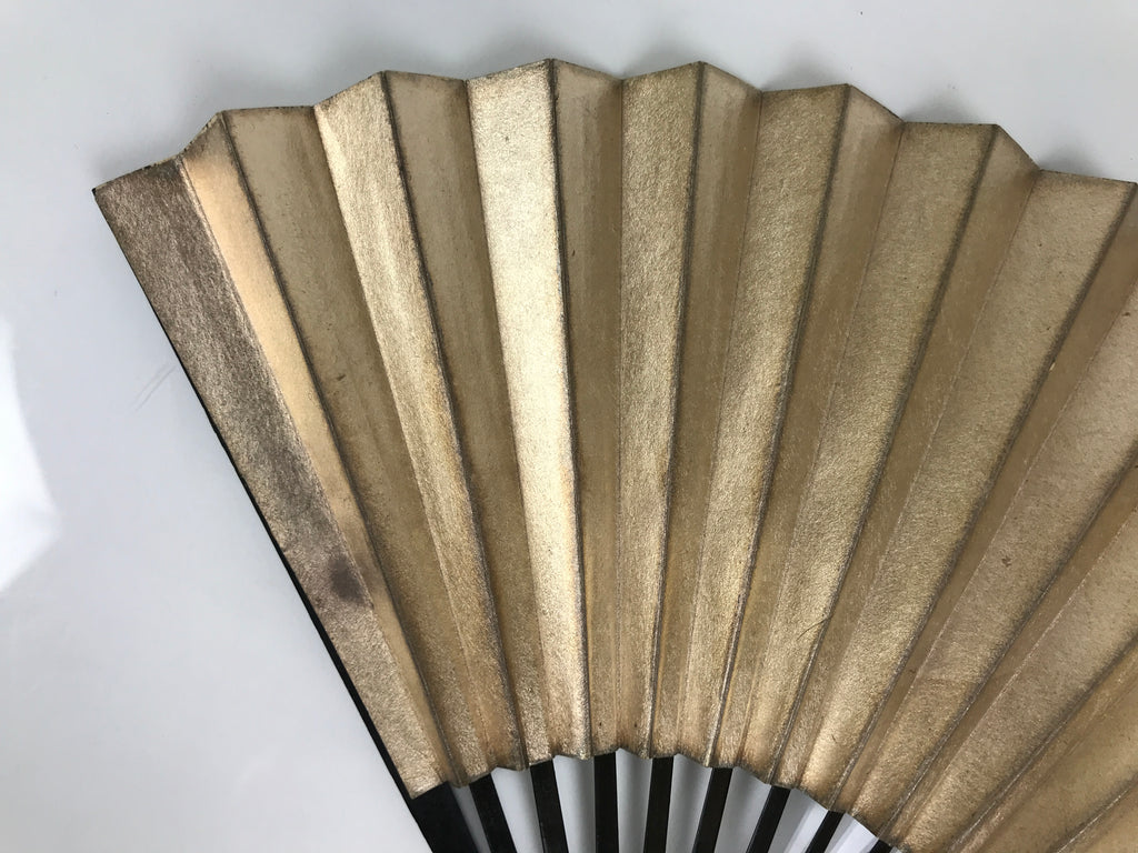 Japanese Paper Folding Fan Sensu Vtg Lacquered Bamboo Gold Silver Formal 4D960